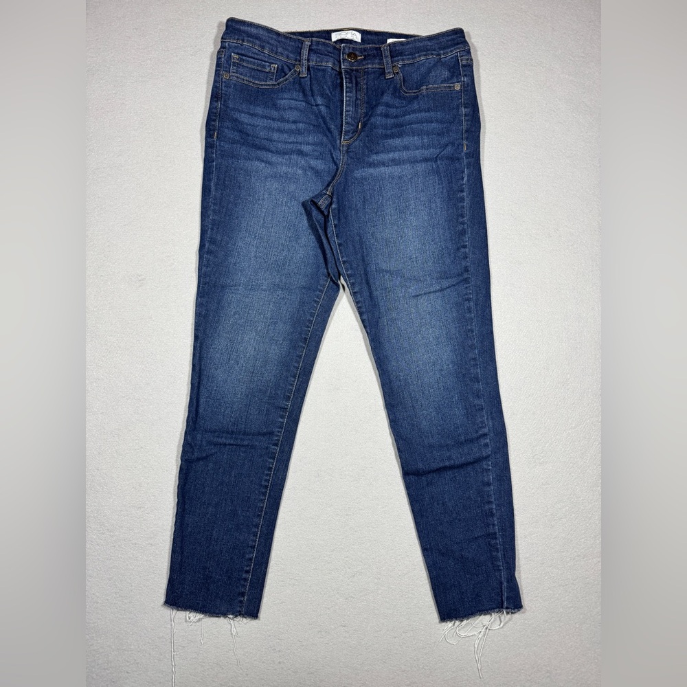 Sofia Vergara Skinny Ankle Jeans Womens Size 10 Distressed Raw Hem Stretch Denim